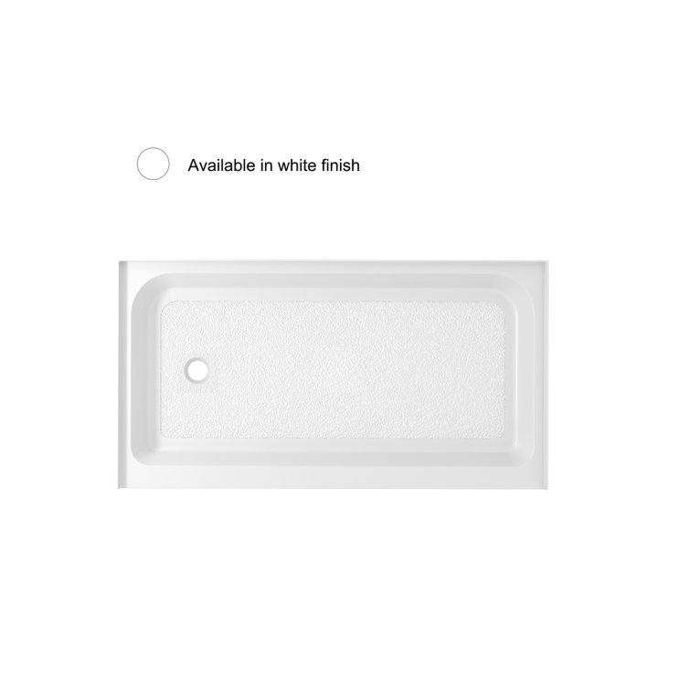 Glossy White 60'' Acrylic Rectangular Shower Base with Left Drain