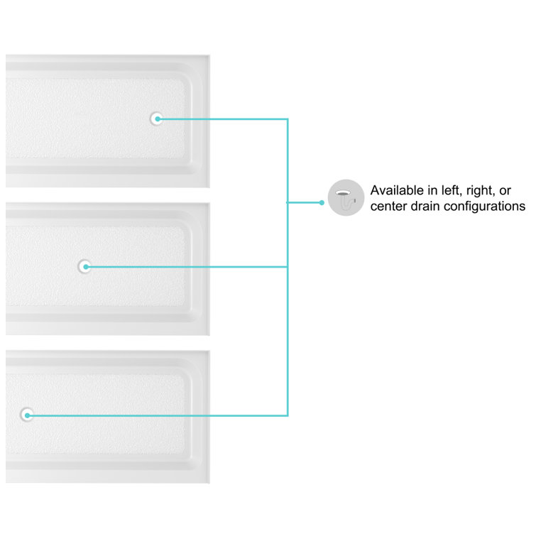 Glossy White 60'' x 36'' Acrylic Shower Base with Right Drain