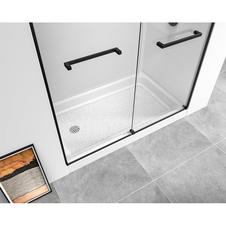 Glossy White 60'' Acrylic Rectangular Shower Base with Left Drain