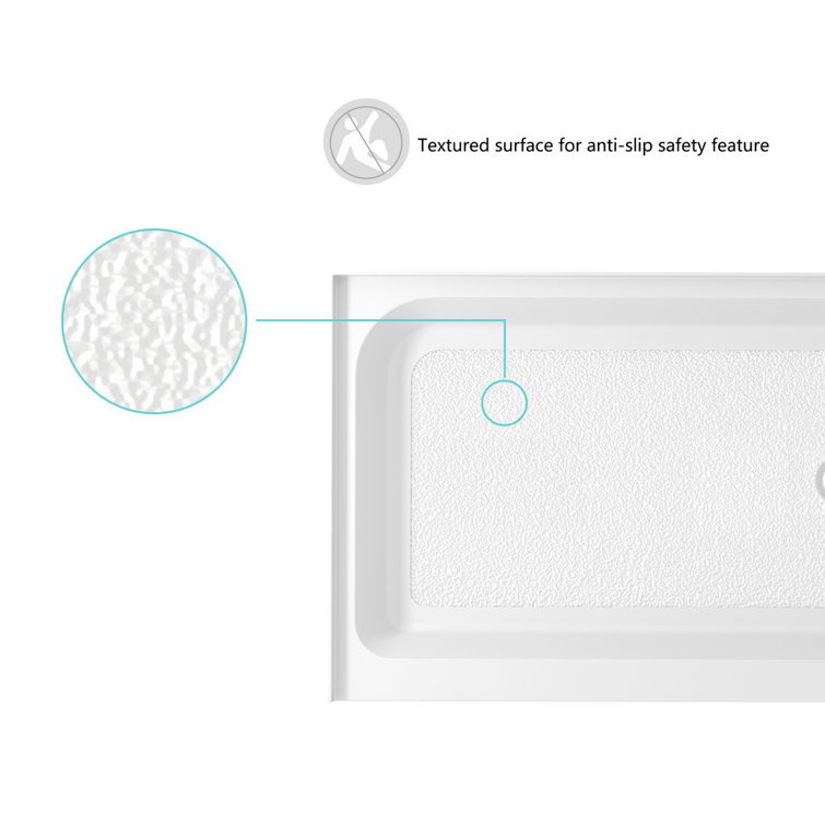 Glossy White 60'' x 36'' Acrylic Shower Base with Right Drain