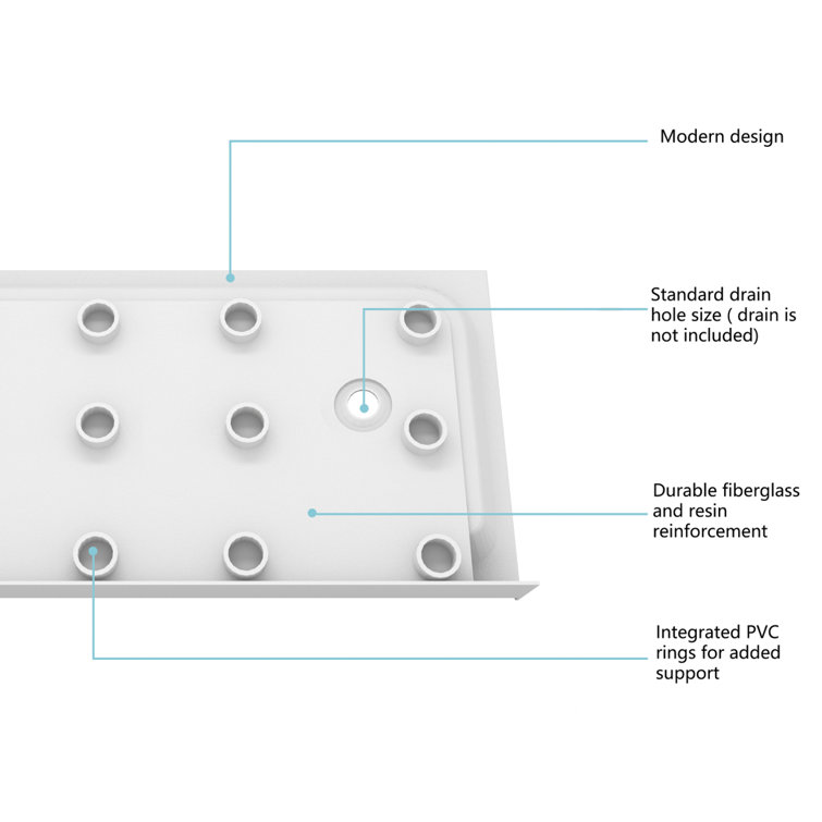 Glossy White 60'' Acrylic Rectangular Shower Base with Left Drain