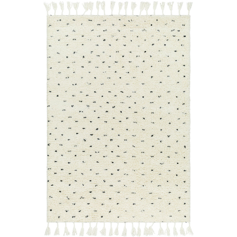 Kyra White and Black Wool Geometric 8' x 10' Rug