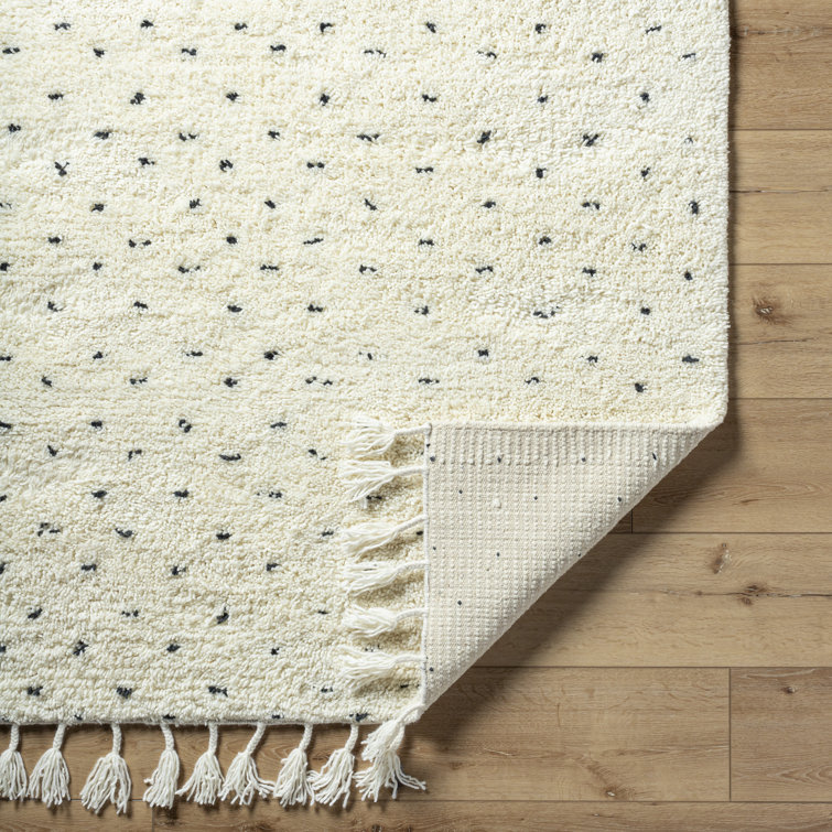Kyra White and Black Wool Geometric 8' x 10' Rug