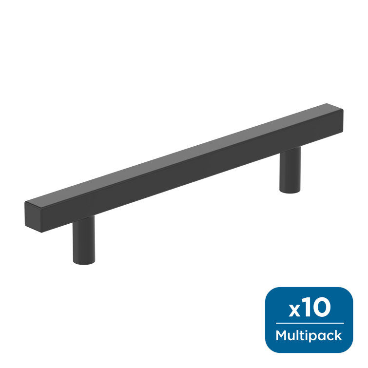 Matte Black Modern Bar Cabinet Pulls with Mounting Hardware, 10 Pack