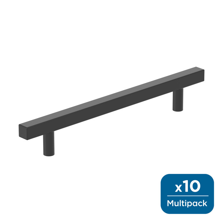Matte Black 6-5/16" Modern Bar Pulls with Mounting Hardware
