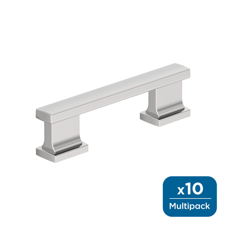 Polished Chrome Modern Cabinet Pulls with Mounting Hardware, 10-Pack