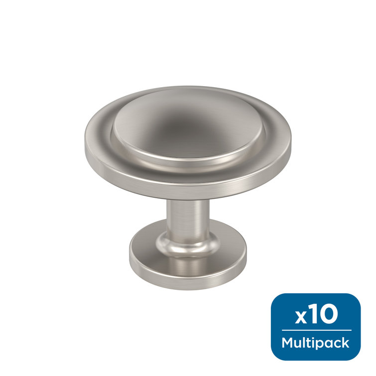 Satin Nickel Round Cabinet Knob with Mounting Hardware, 10 Pack