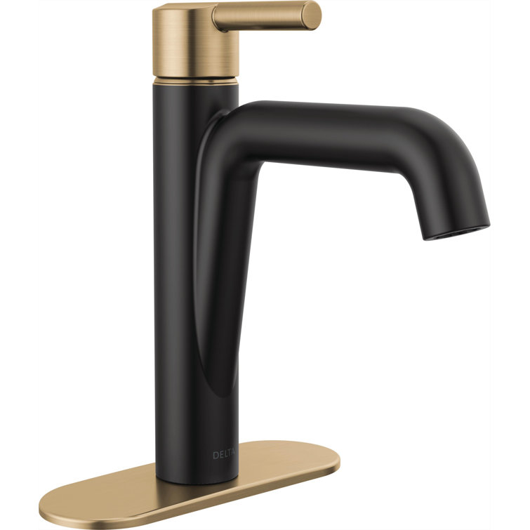 Matte Black and Champagne Bronze Single Handle Bathroom Faucet