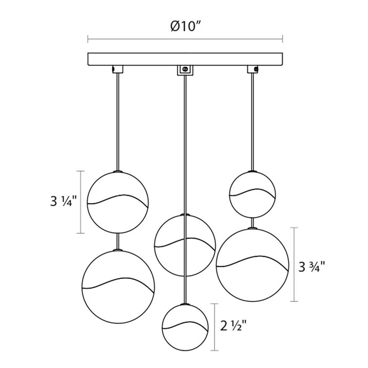 Satin Nickel 6-Light LED Globe Pendant for Indoor/Outdoor