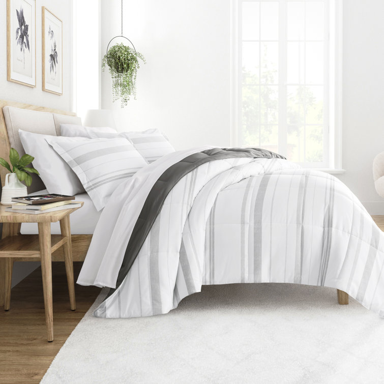 King Gray Reversible Down Alternative Comforter Set