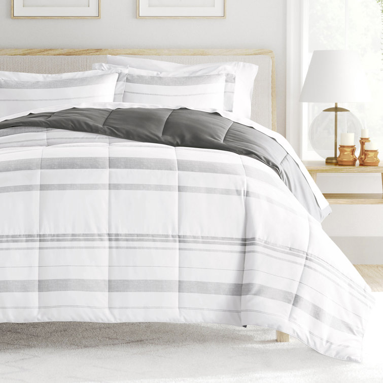 King Gray Reversible Down Alternative Comforter Set