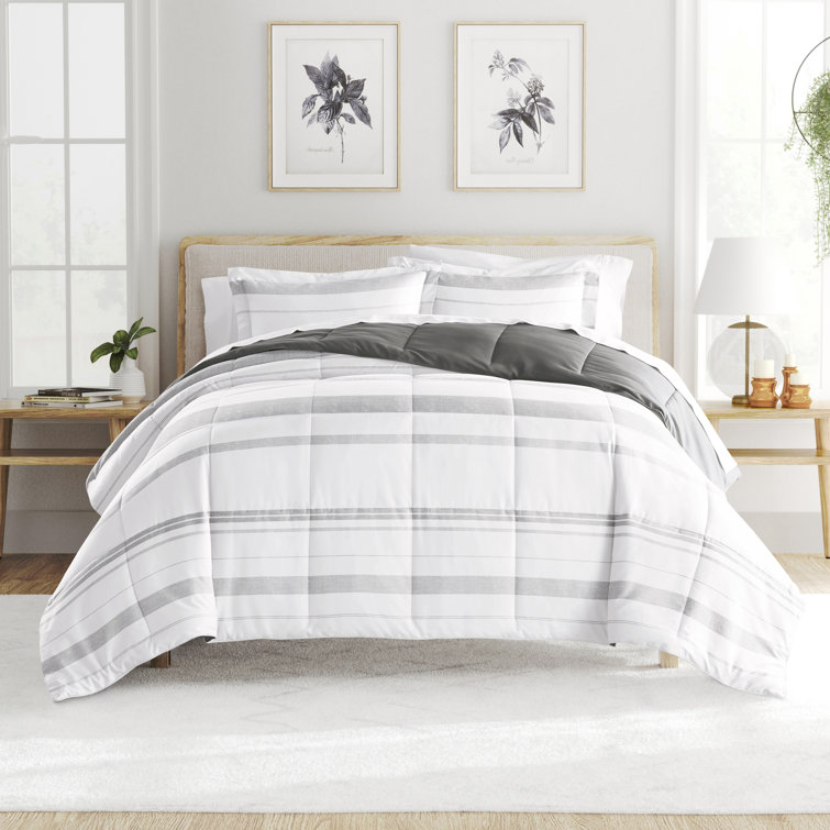 King Gray Reversible Down Alternative Comforter Set