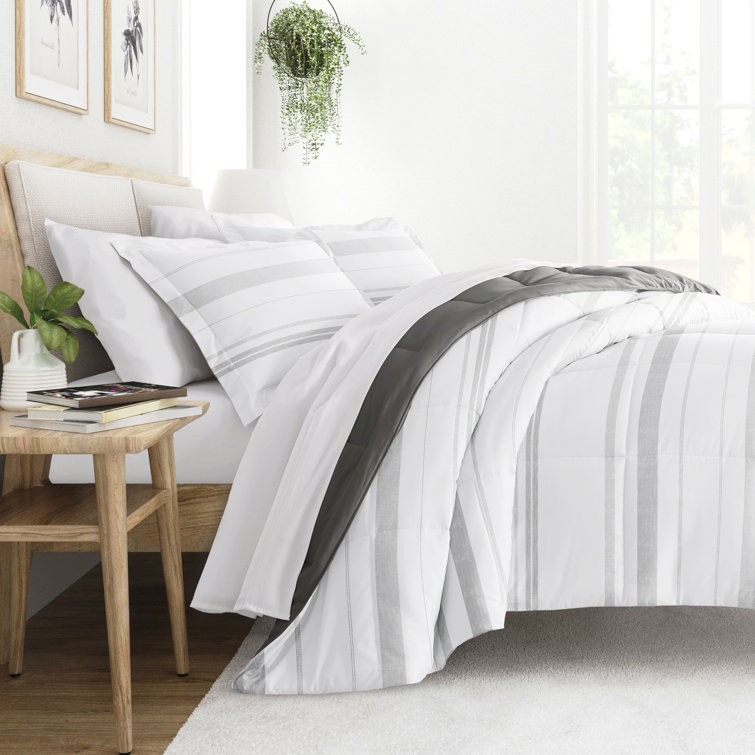 King Gray Reversible Down Alternative Comforter Set