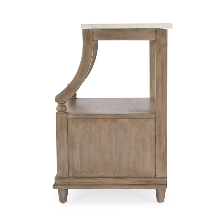 Sandalwood Beige Mahogany and Marble Top Nightstand