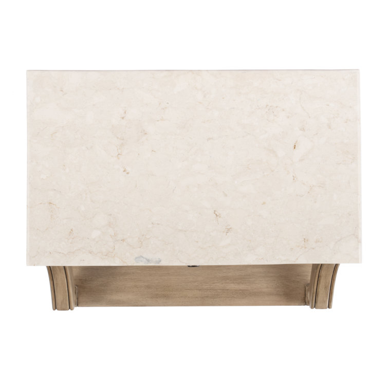 Sandalwood Beige Mahogany and Marble Top Nightstand