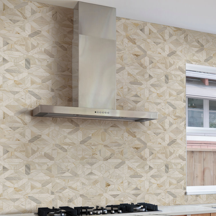 Athena Gold Geometric 12'' x 12'' Honed Marble Mosaic Tile