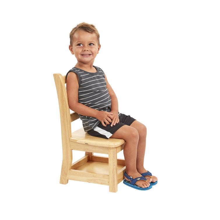 Natural Rubberwood Ladderback Kids Chairs with Storage, 2-Pack