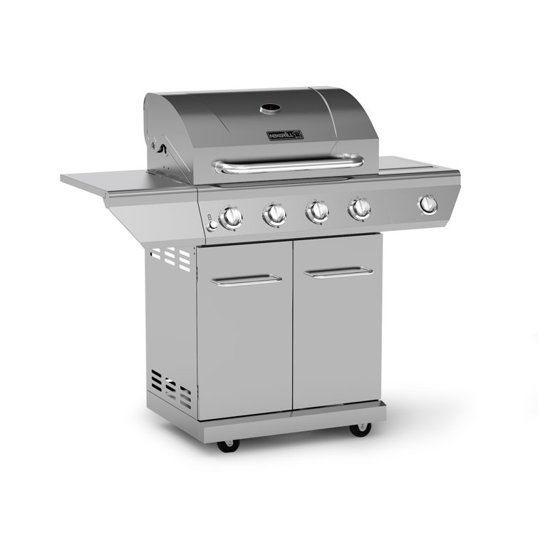 Nexgrill 4-Burner Stainless Steel Propane Gas Grill with Side Burner