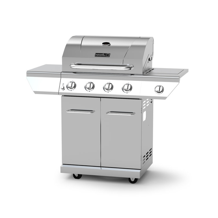 Nexgrill 4-Burner Stainless Steel Propane Gas Grill with Side Burner