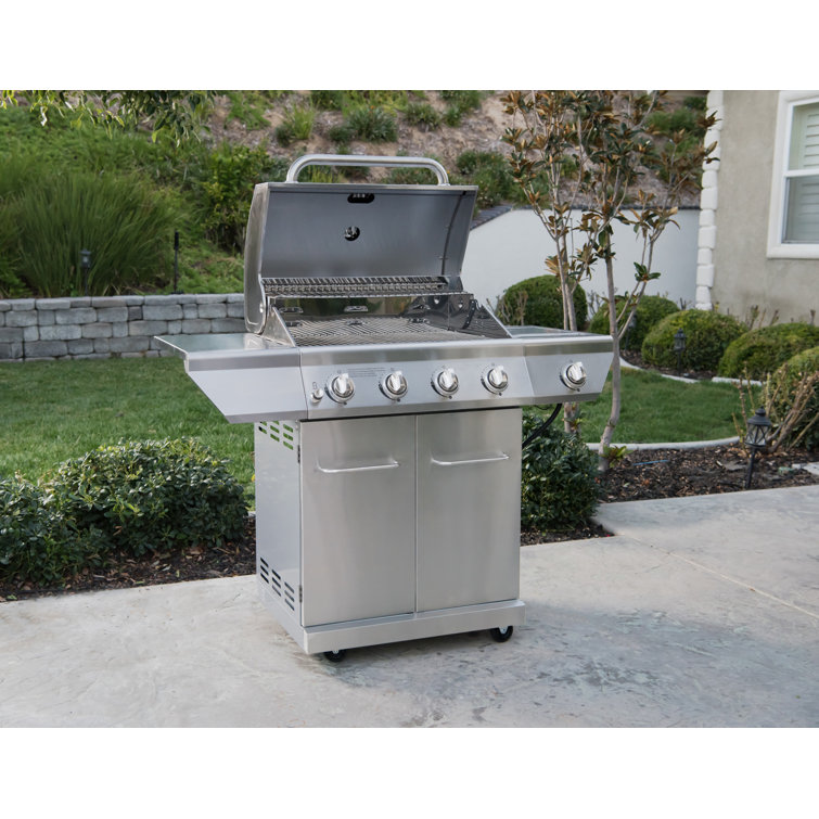 Nexgrill 4-Burner Stainless Steel Propane Gas Grill with Side Burner