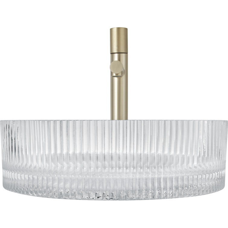 Clear Tempered Glass Circular Vessel Bathroom Sink - 16 in.