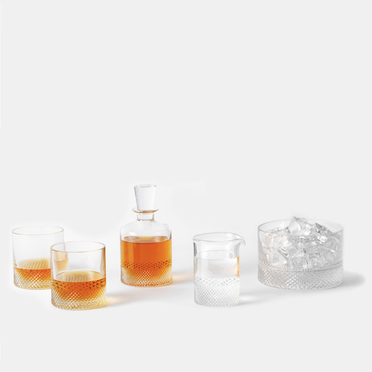 Diamond Cut Crystal Ice Bucket with Textured Base