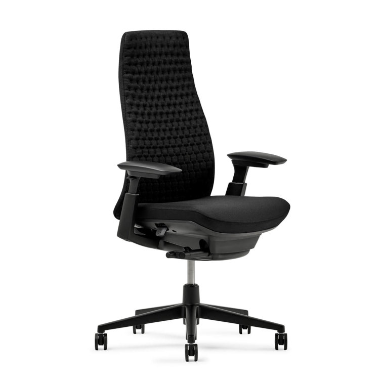Charcoal Black Ergonomic Task Chair with Adjustable Arms and Aluminum Frame