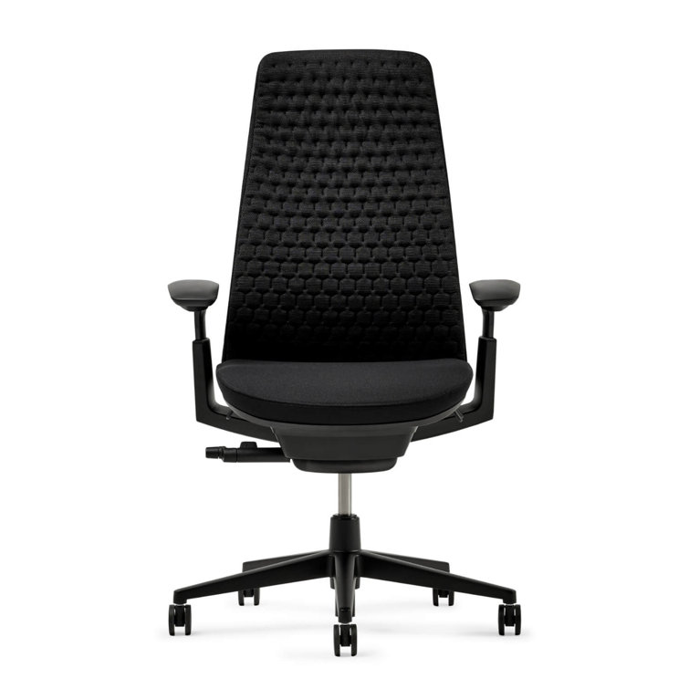 Charcoal Black Ergonomic Task Chair with Adjustable Arms and Aluminum Frame