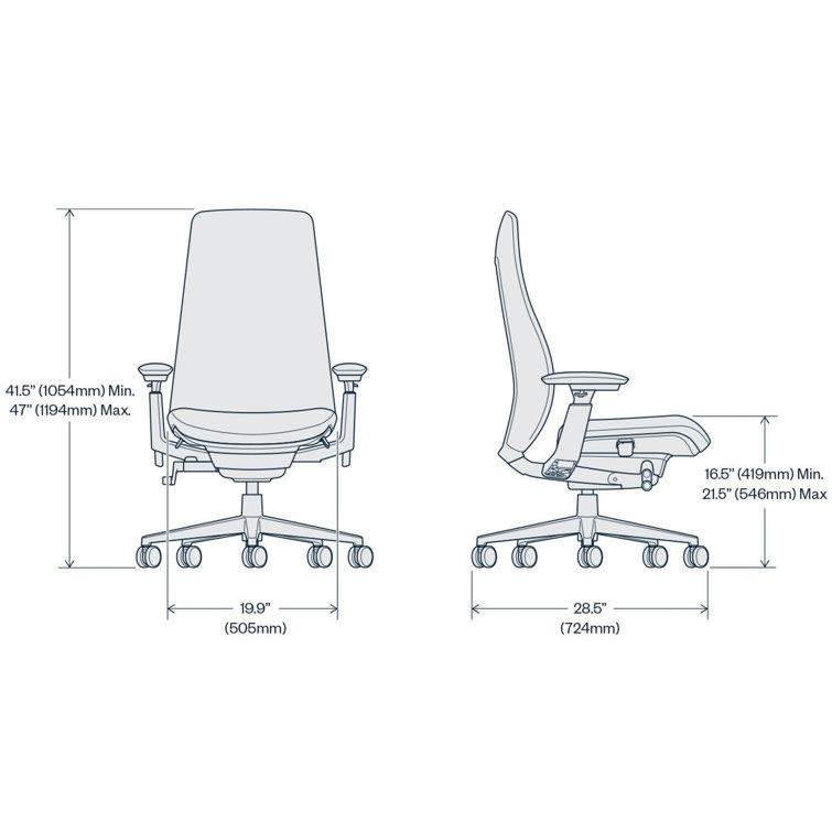 Charcoal Black Ergonomic Task Chair with Adjustable Arms and Aluminum Frame