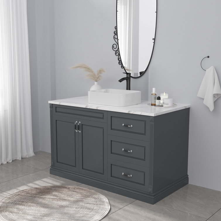 19" White Ceramic Rectangular Vessel Sink with Oil Rubbed Bronze Faucet