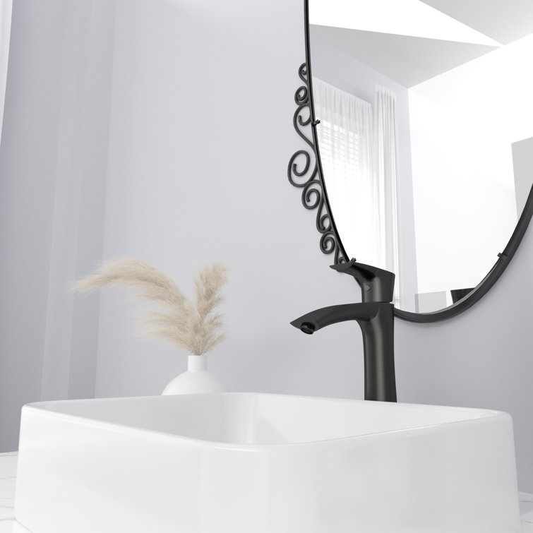 19" White Ceramic Rectangular Vessel Sink with Oil Rubbed Bronze Faucet
