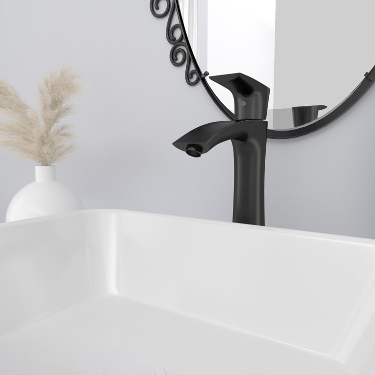 19" White Ceramic Rectangular Vessel Sink with Oil Rubbed Bronze Faucet