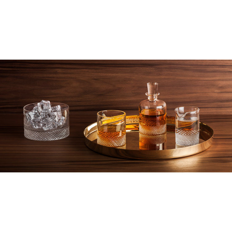 Diamond Cut Crystal Ice Bucket with Textured Base