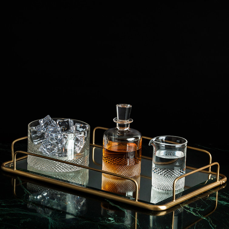 Diamond Cut Crystal Ice Bucket with Textured Base