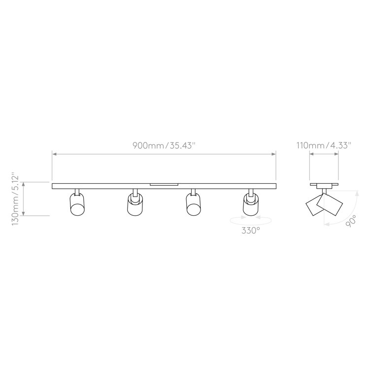 Contemporary Textured White Metal LED Spotlight Track, 35"