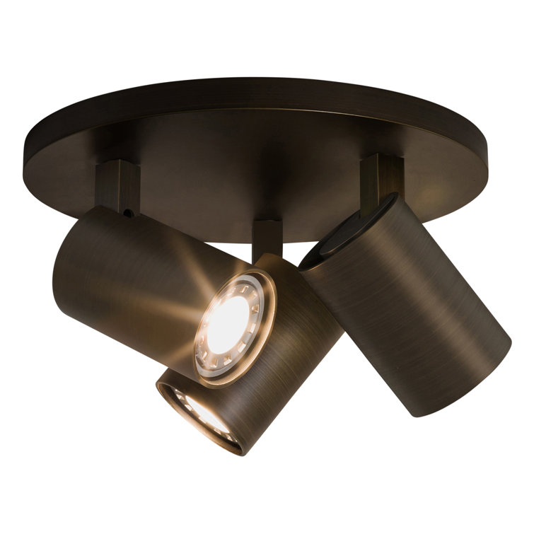 Sleek Bronze 3-Light LED Spotlight Flush Mount for Indoor Use