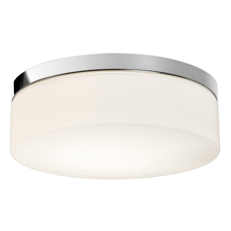 Sabina Polished Chrome Round Ceiling Light with Opal Glass Shade