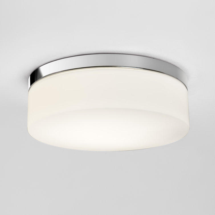 Sabina Polished Chrome Round Ceiling Light with Opal Glass Shade