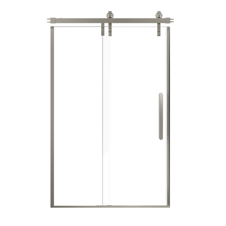 48'' Frameless Brushed Nickel Sliding Shower Door with Clear Glass