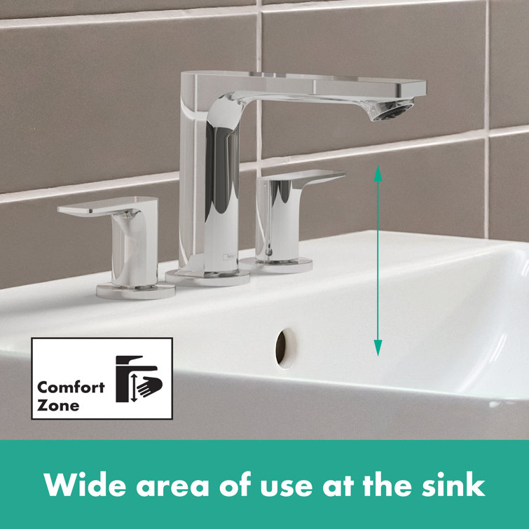 Rebris E Chrome Widespread Bathroom Faucet with Pop-Up Drain
