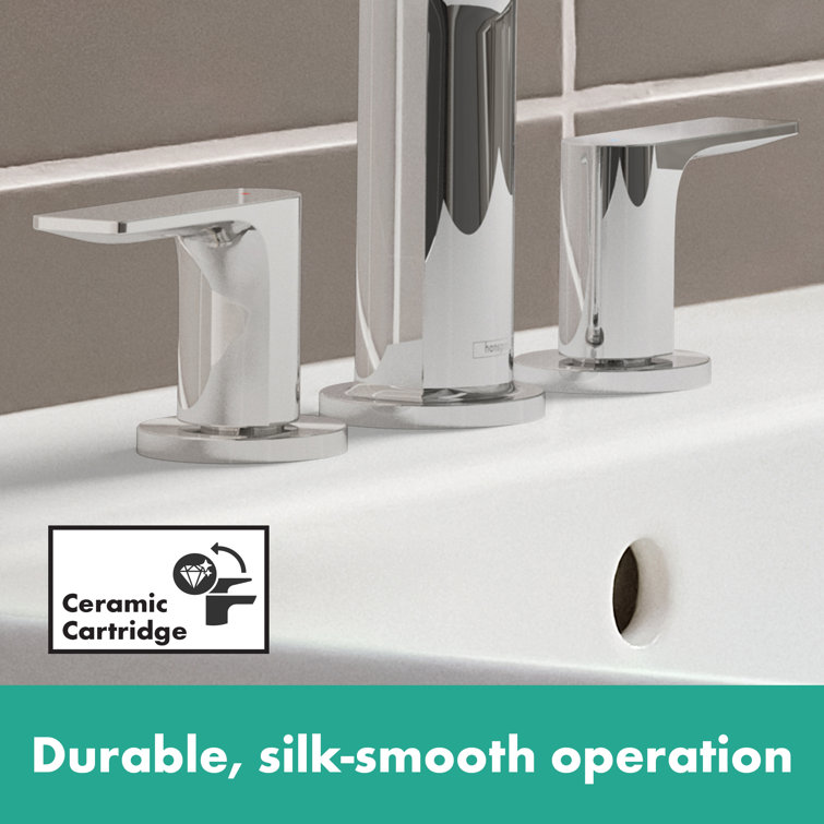 Rebris E Chrome Widespread Bathroom Faucet with Pop-Up Drain