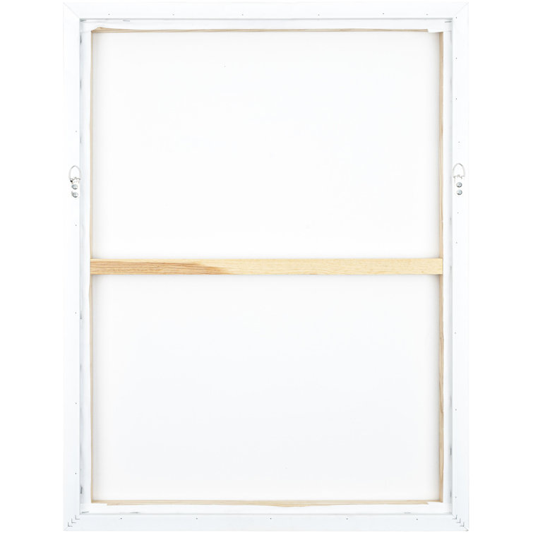 White Abstract Canvas Painting with Wood Frame