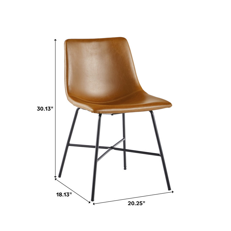 Whiskey Brown Faux Leather Upholstered Side Chair with Metal Legs