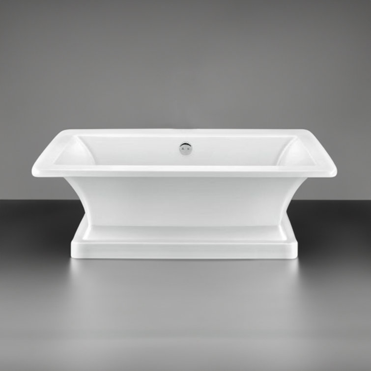 66.5'' White Freestanding Acrylic Pedestal Bathtub