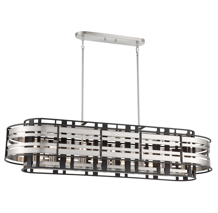 Brushed Nickel and Sand Coal 12-Light Island Chandelier