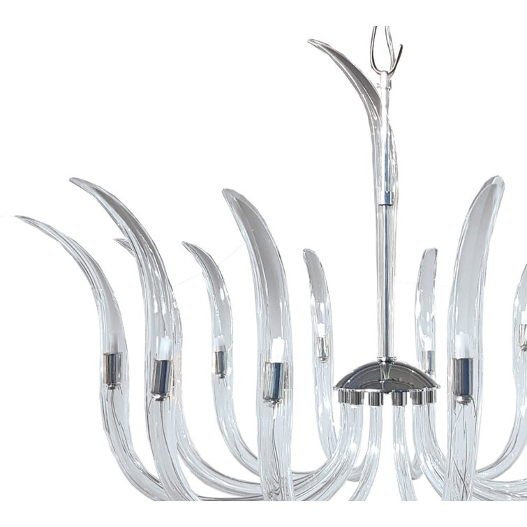 Polished Nickel and Clear Crystal 14-Light Chandelier
