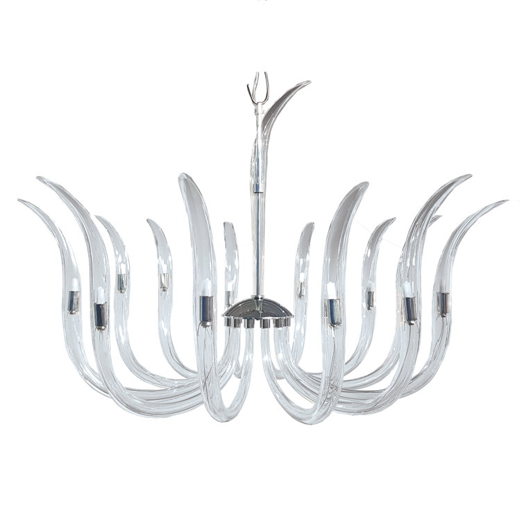 Polished Nickel and Clear Crystal 14-Light Chandelier