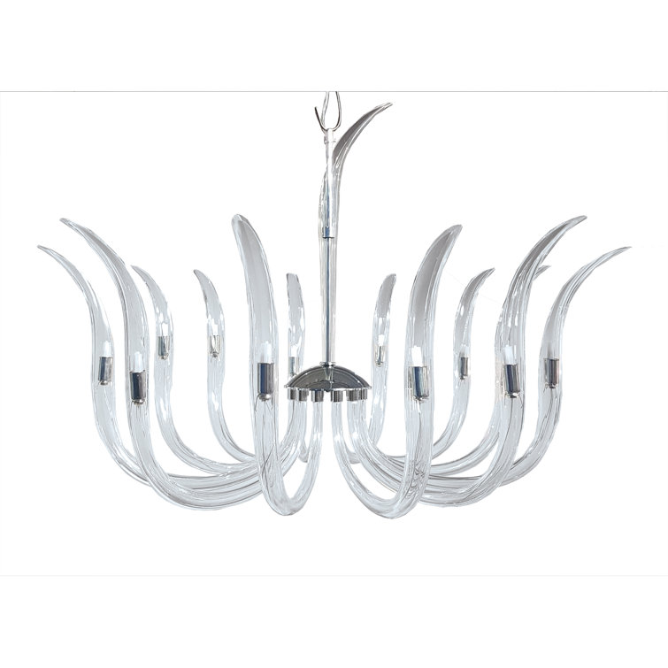Polished Nickel and Clear Crystal 14-Light Chandelier