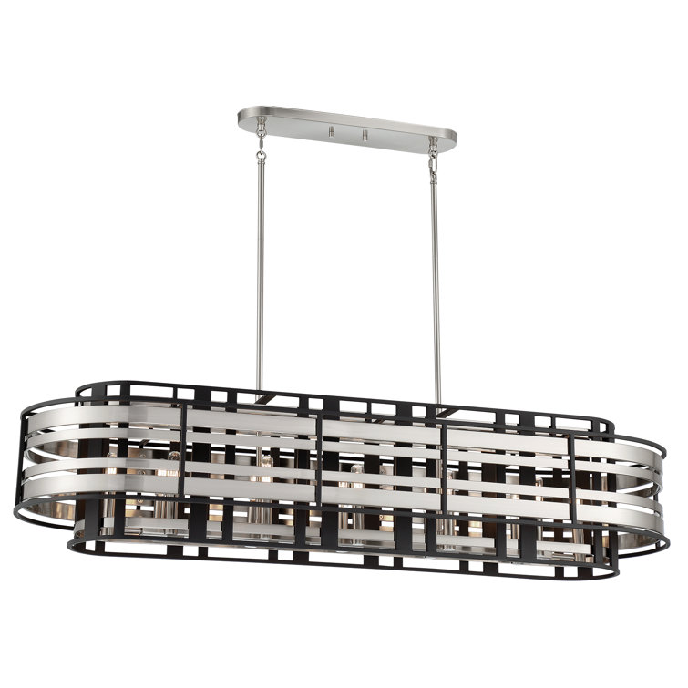 Brushed Nickel and Sand Coal 12-Light Island Chandelier