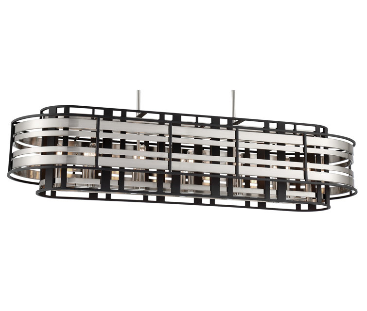 Brushed Nickel and Sand Coal 12-Light Island Chandelier